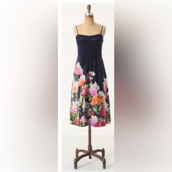 Moulinette Soeurs for Anthropologie Avon Bloom Floral Silk Midi Dress size 0 - Picture 3 of 15